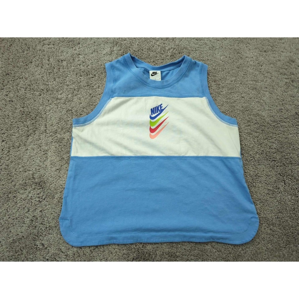 Nike Sportswear DNA Tank Top Womens L Colorway Blue White‎ Stack Swoosh Athletic